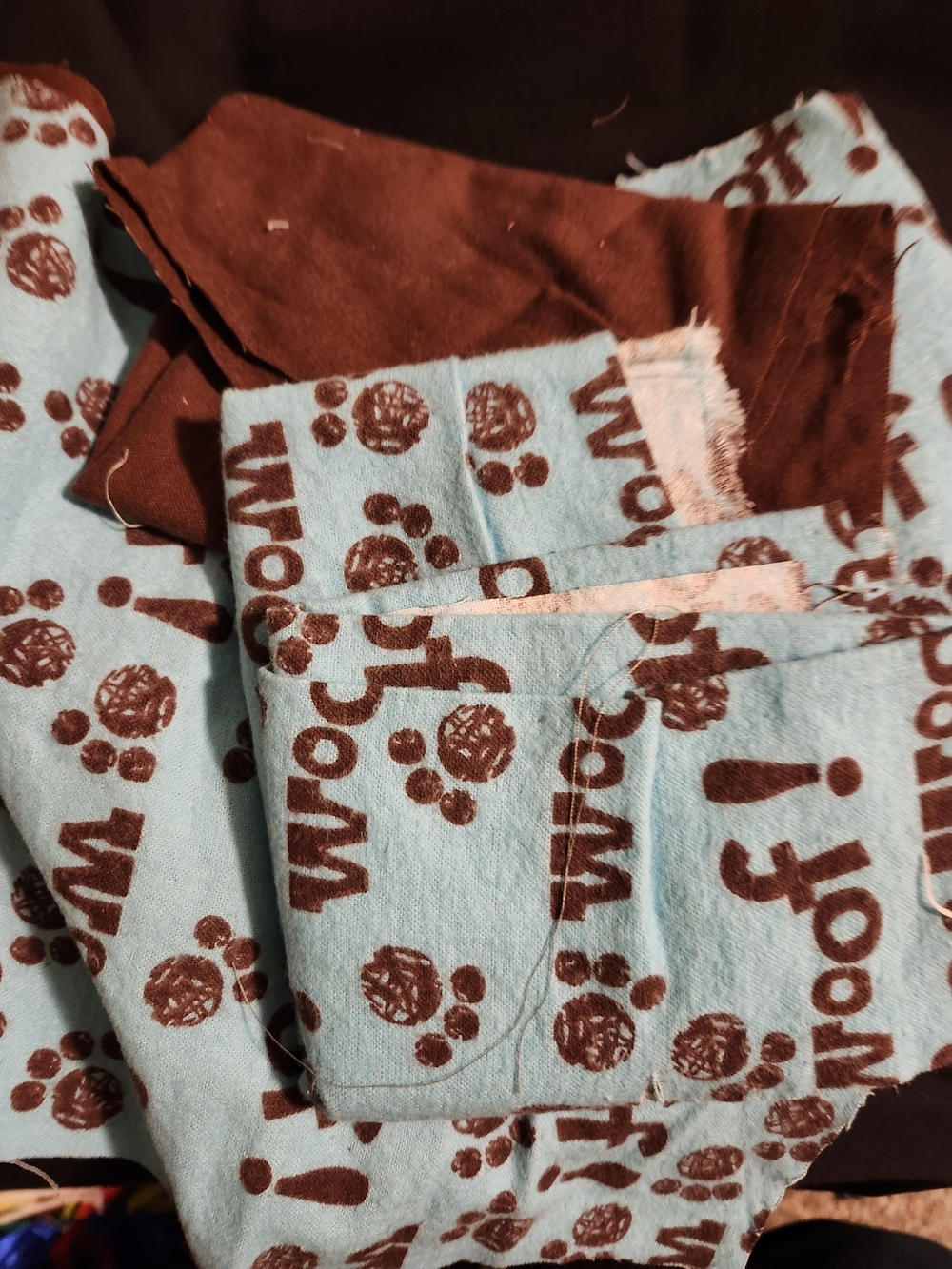 Blue Paw Print Tossed Pattern Cotton Fabric Flannel